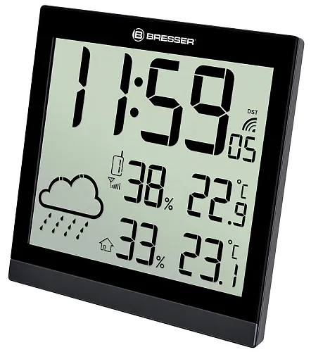 resim Bresser TemeoTrend JC LCD RC Weather Station (Wall clock), black