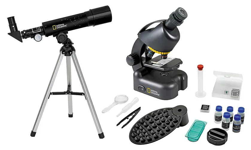 görüntü Bresser National Geographic Set: 50/360 AZ Telescope and 40x–640x Microscope