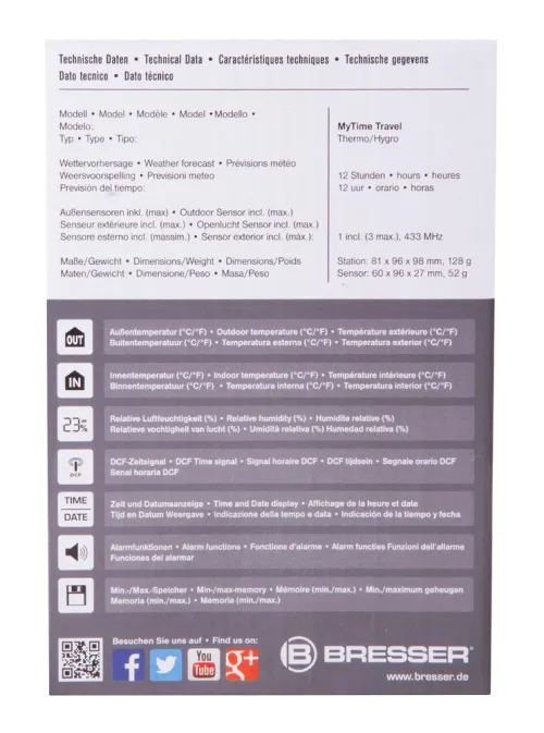 görüntü Bresser MyTime Travel Alarm Clock Weather Station,  12