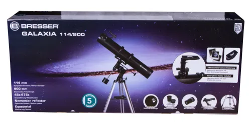 fotoğraf Bresser Galaxia 114/900 Telescope, with smartphone adapter,  11