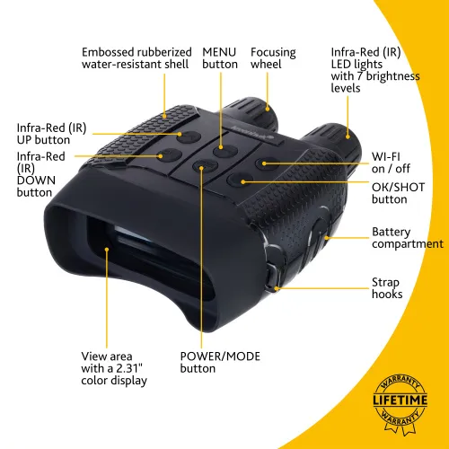 görüntü Levenhuk Halo 13X Wi-Fi Dijital Gece Görüşlü Binoküler Dürbün,  13