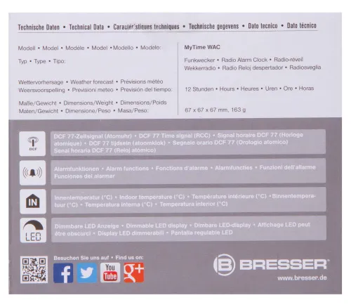 foto Bresser MyTime WAC Tabletop Alarm Clock, black,  12