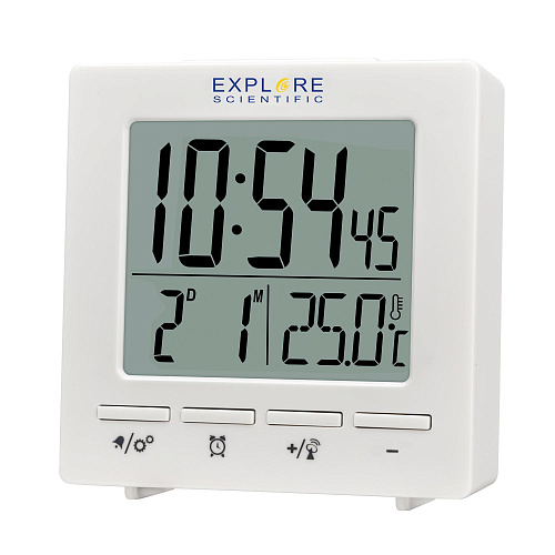 foto Explore Scientific RC Digital Clock with Indoor Temperature, white